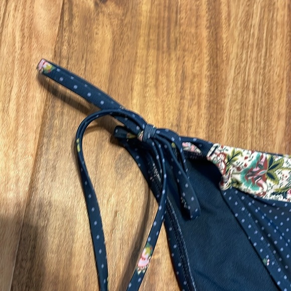 Shade & Shore womens bikini bottom XL 16 Navy blue polka dot tie high leg NWT - Picture 5 of 10